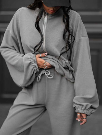Damen Sweat-Anzug Elastisch Hochkragen Eveloria