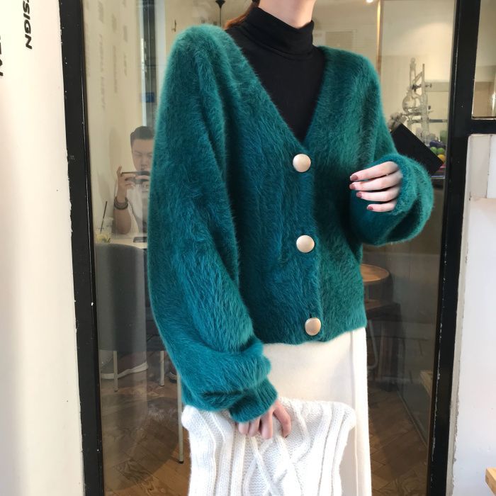 Damen Strickjacke Kuschelig Große Knöpfe Eveloria