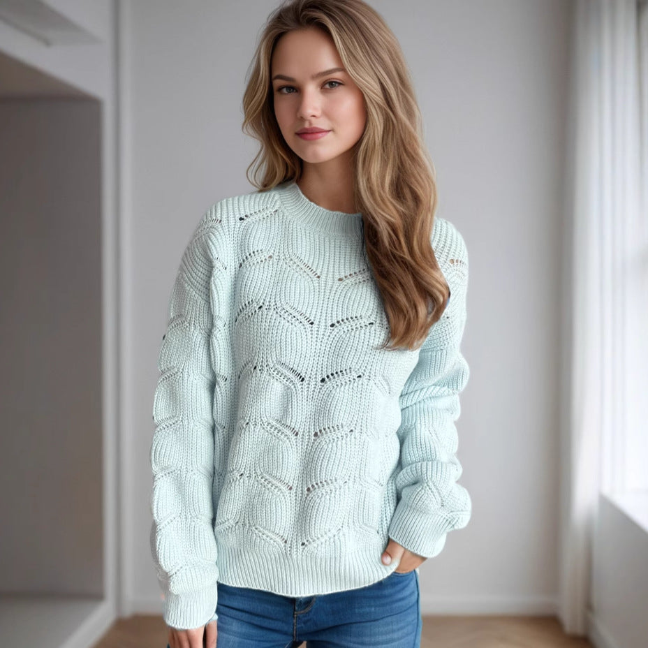 Damen Grobstrickpullover Oversized Zopfmuster Beige - Eveloria