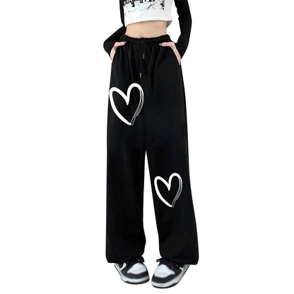 Damen Sweatpants Bequem Herzdruck Eveloria