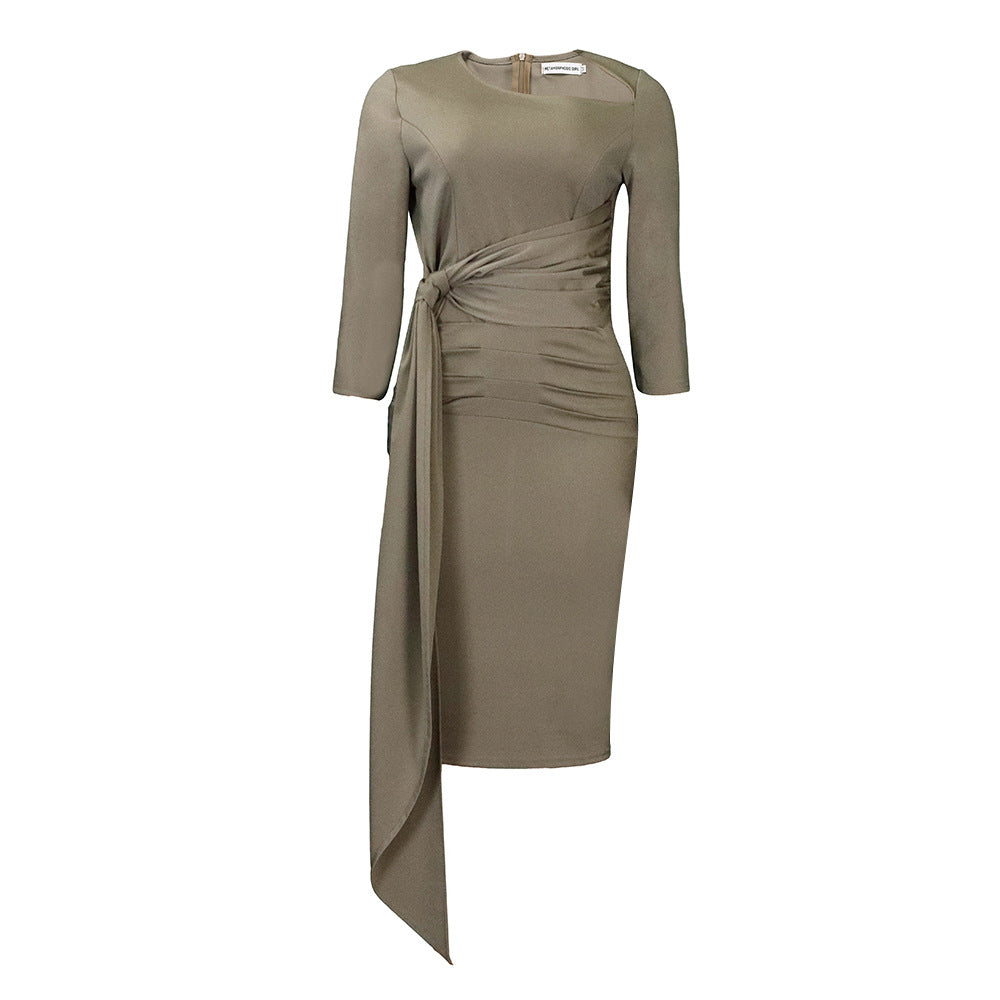 Damen Etuikleid Elegante Drapierung Asymmetrisch Eveloria