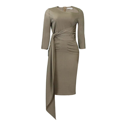 Damen Etuikleid Elegante Drapierung Asymmetrisch Eveloria