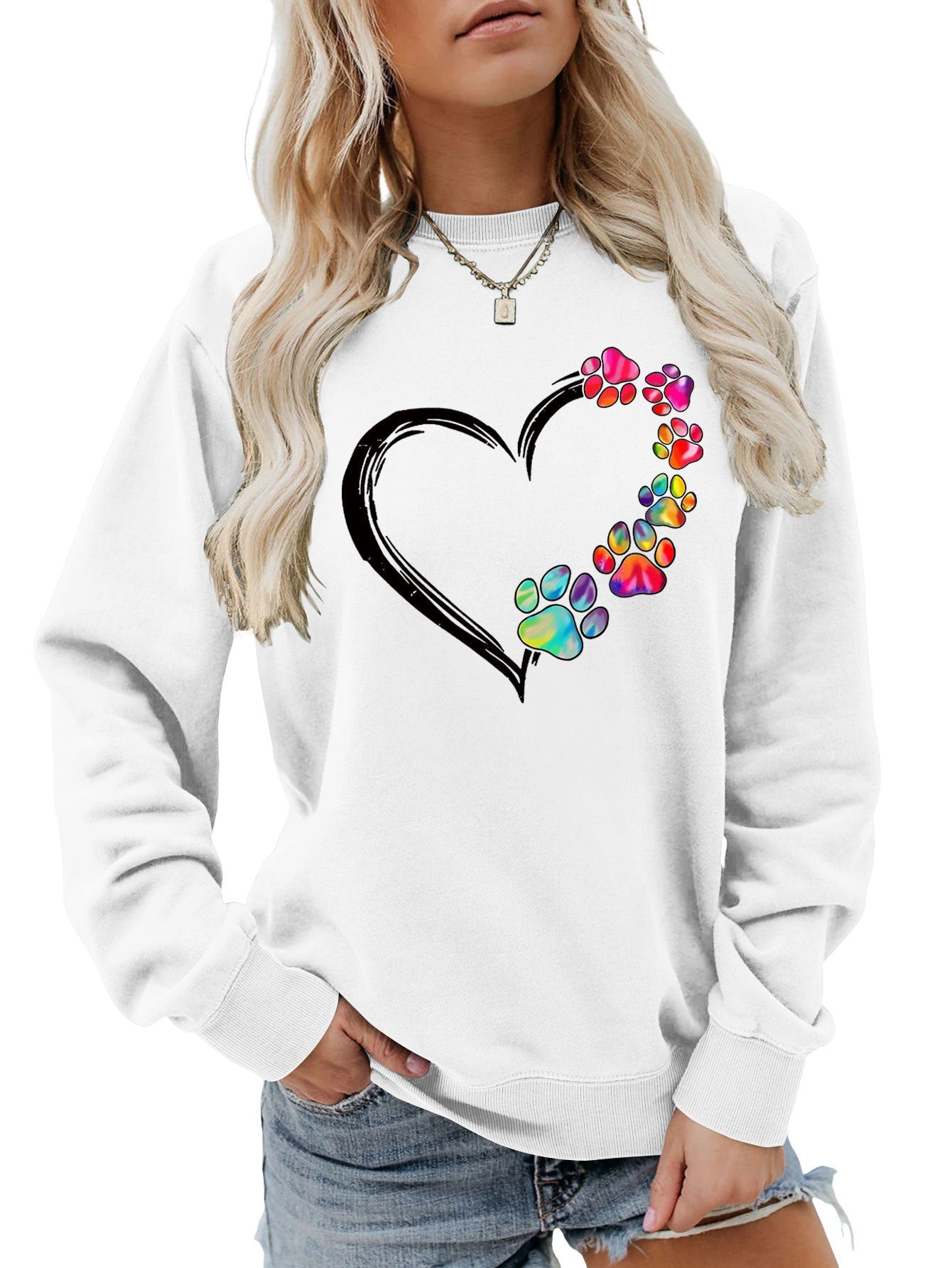 Damen Sweatshirt Pfotenherz-Design Eveloria