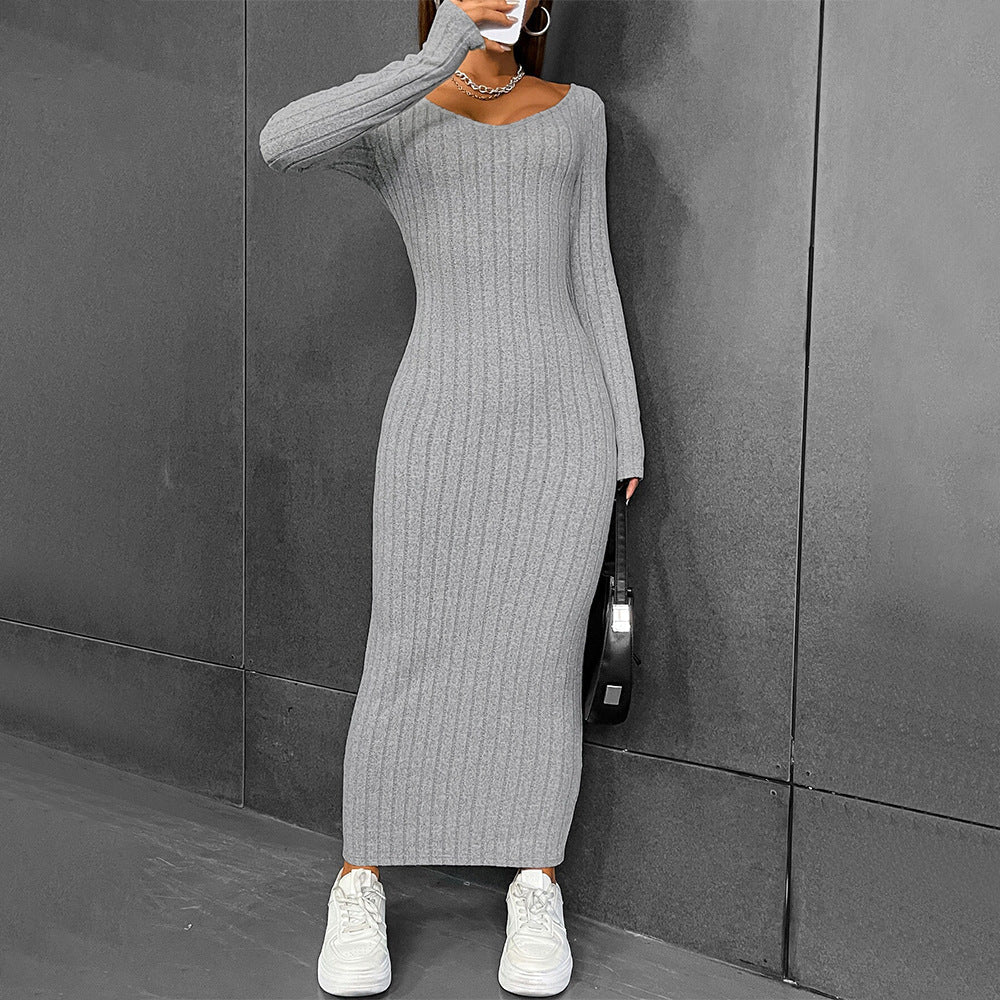 Damen Strickkleid Langärmlig Figurbetont Eveloria - Eveloria