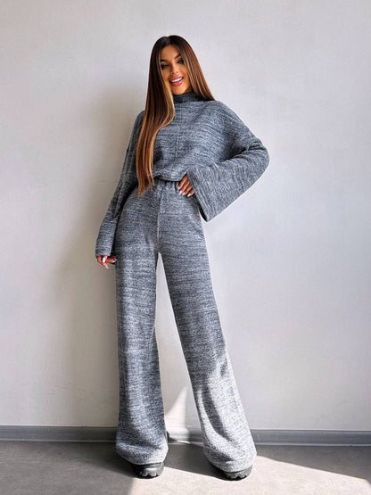 Damen Loungewear Set Weites Rippdesign