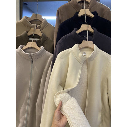 Damen Fleecejacke Hochkragen Reißverschluss Schwarz Eveloria - Eveloria