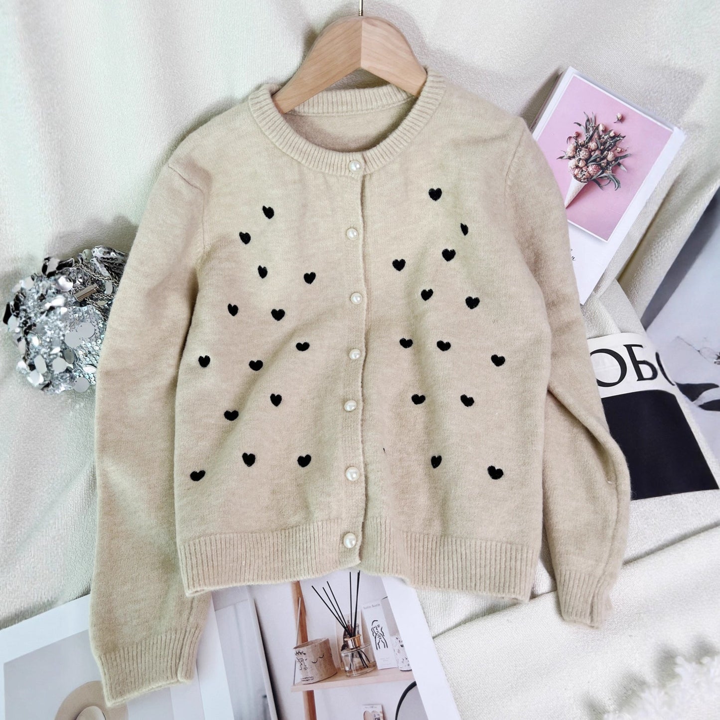 Damen Pulloverjacke Herzmotiv Eveloria