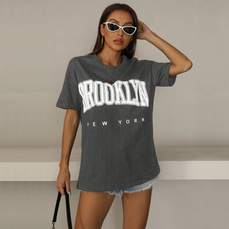 Damen Oversized T-Shirt Brooklyn-Print Eveloria