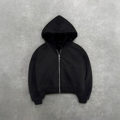 Damen Kapuzenjacke Tierfleece Innenfutter Eveloria