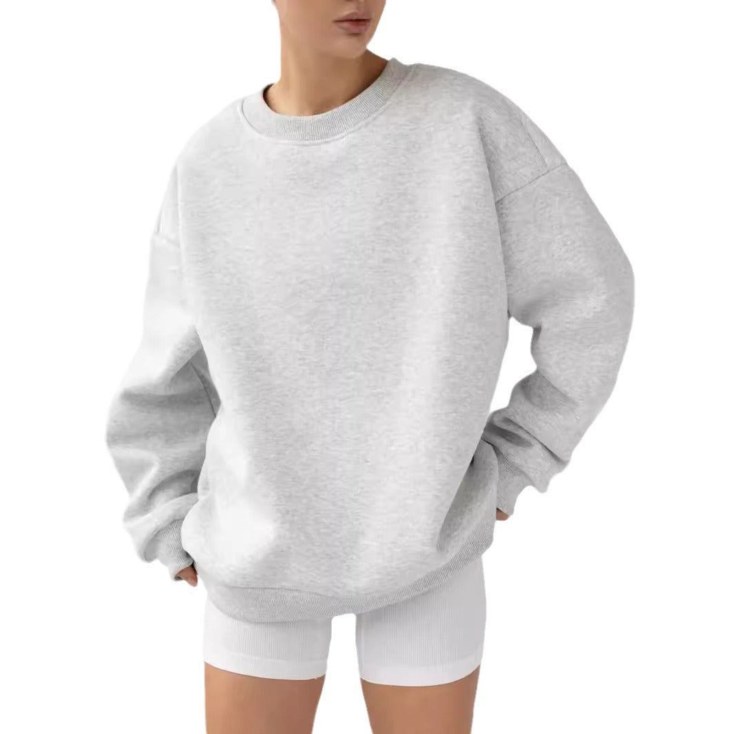 Damen Sweatshirt Weiches Innenfutter Breite Schultern Grau
