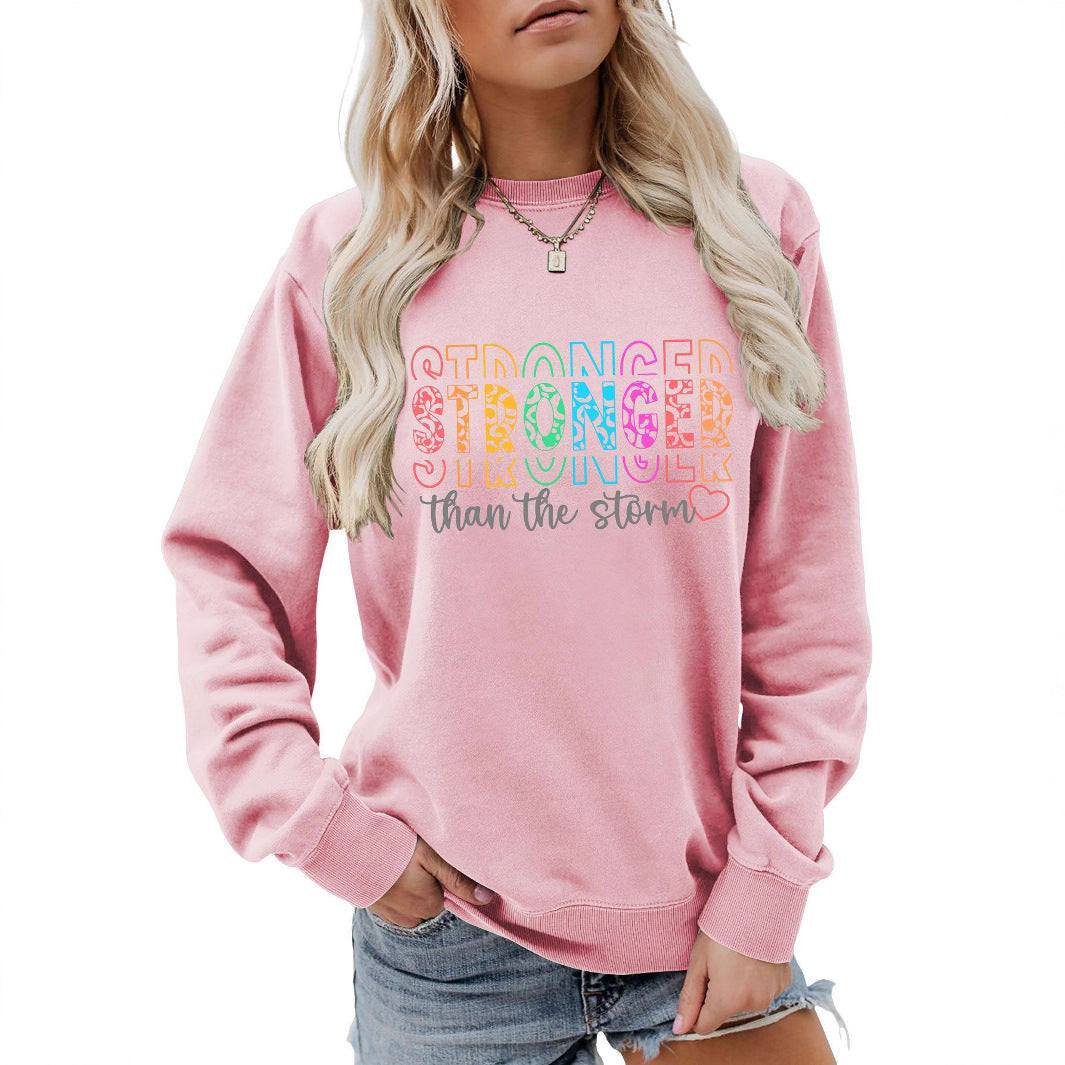 Damen Sweatshirt Lässiger Schnitt Motivierender Schriftzug Grau