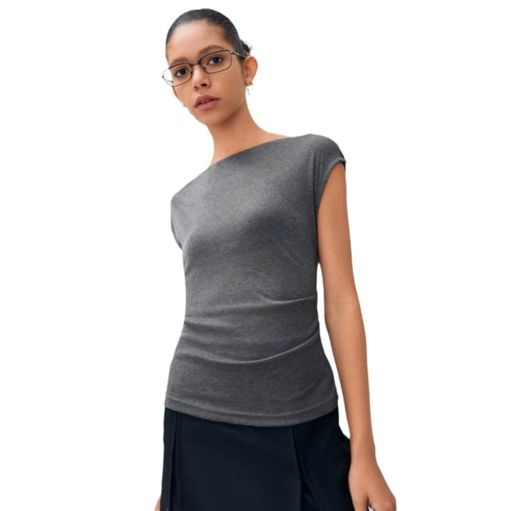 Damen Oberteil Asymmetrisch Drapiert Eveloria