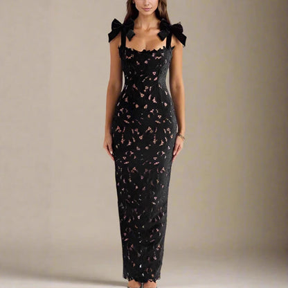 Damen Spitzenkleid Schleifenärmel Elegant Weiß