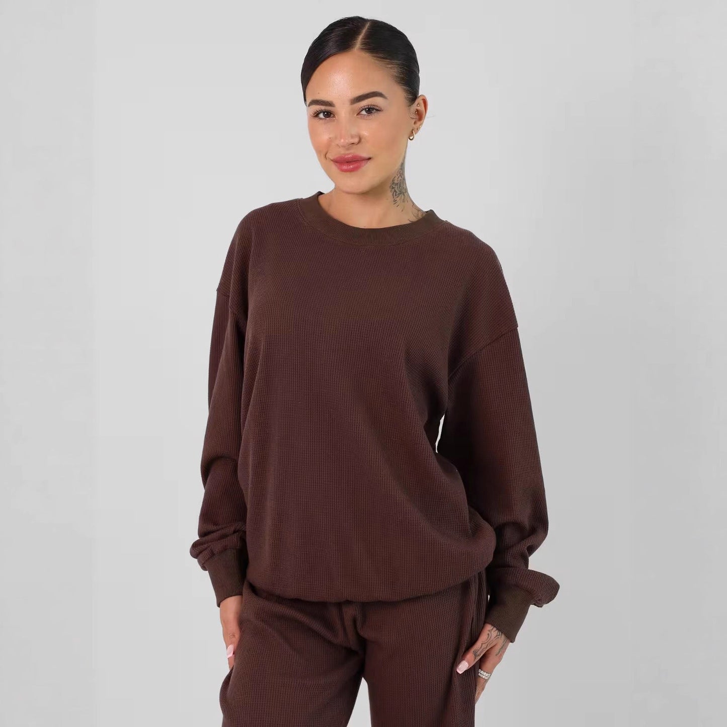 Damen Freizeit-Set Waffelstruktur Bequem Eveloria