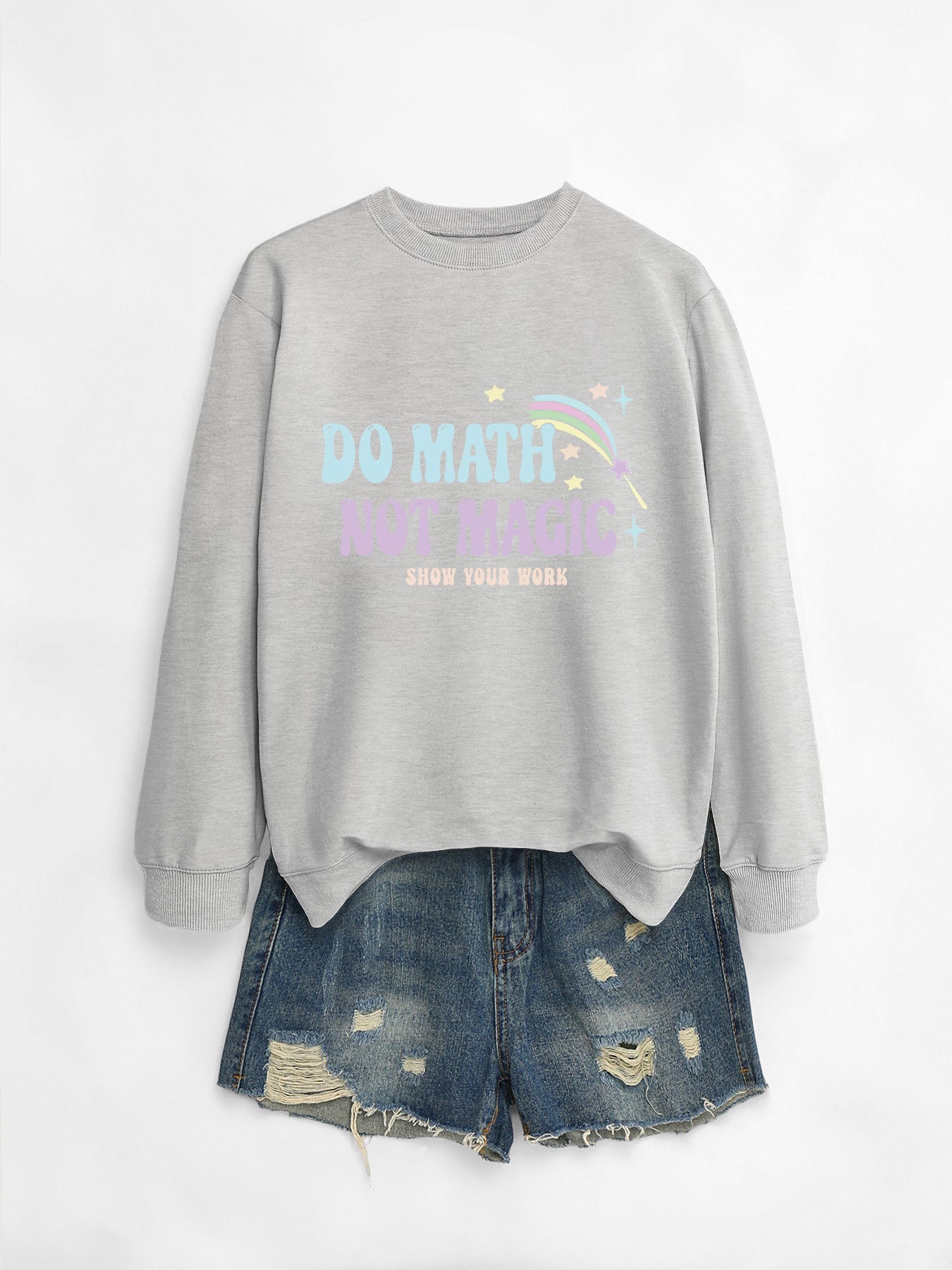Damen Sweatshirt Mathematik-Motiv Grau Eveloria