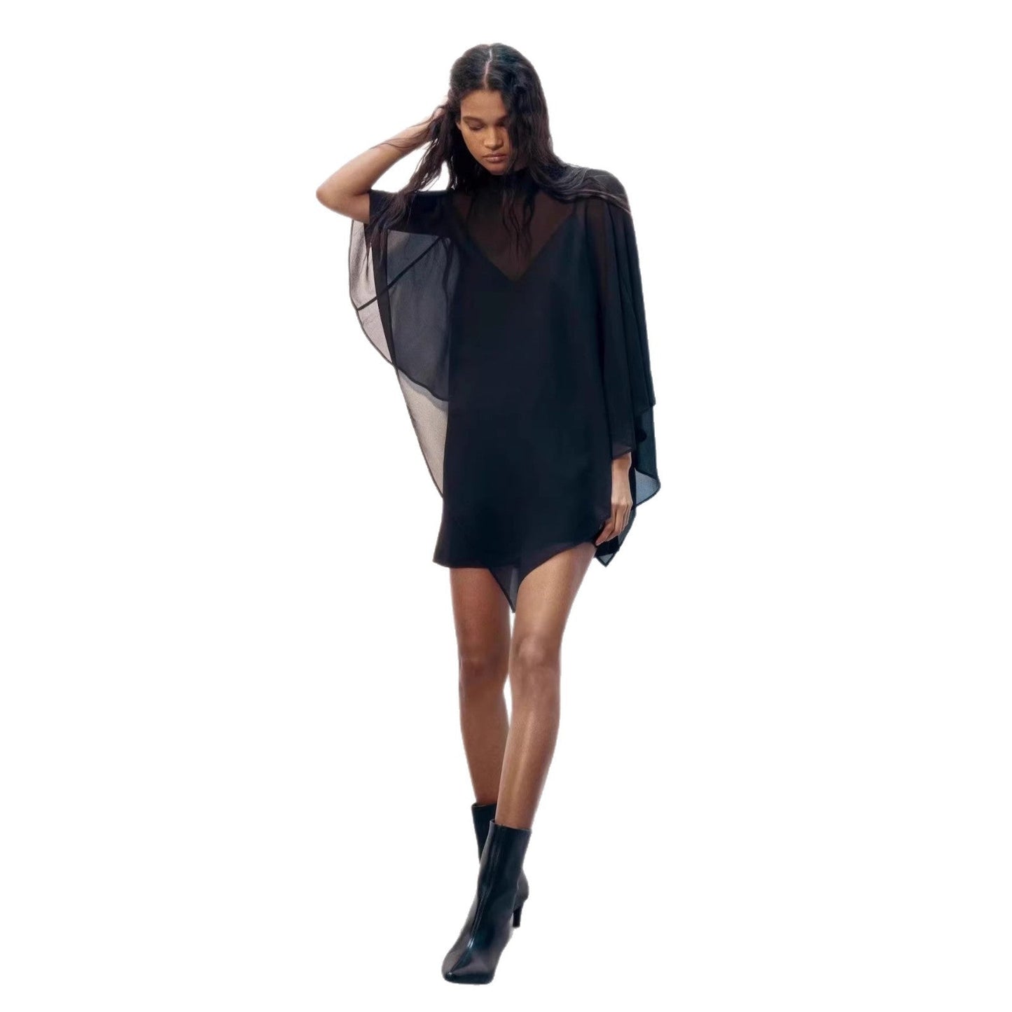 Damen Chiffon-Tunika Asymmetrisch Fließend Eveloria