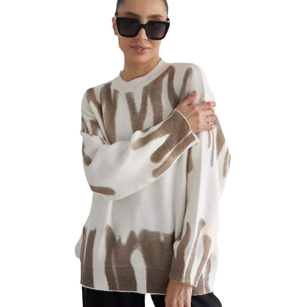 Damen Strickpullover mit Muster Grau