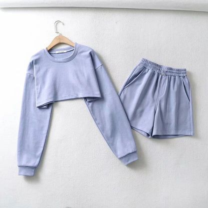 Damen Crop- und Shorts Set Eveloria Baumwolle