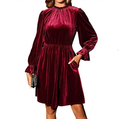Damen Abendkleid Langärmlig Elastischer Bund Eveloria