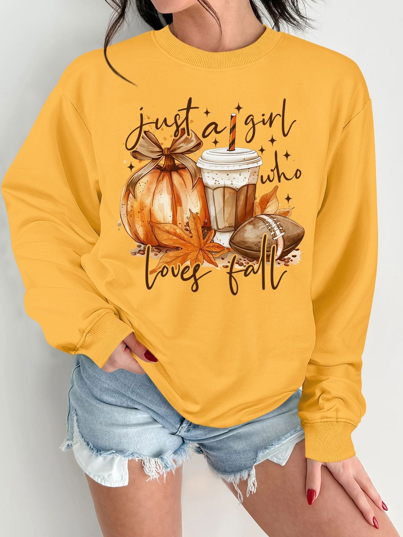 Damen Sweatshirt Herbstmotiv Baumwolle Inspirierender Druck Beige
