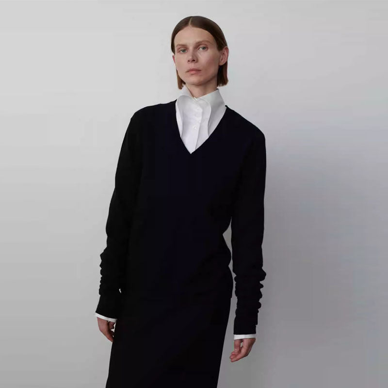 Damen Strickpullover V-Ausschnitt Längsärmel Eveloria