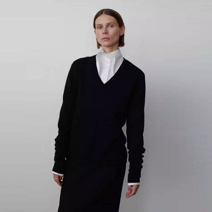 Damen Strickpullover V-Ausschnitt Längsärmel Eveloria