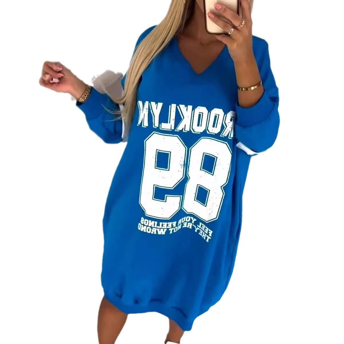 Damen Oversized Sportkleid V-Ausschnitt Eveloria