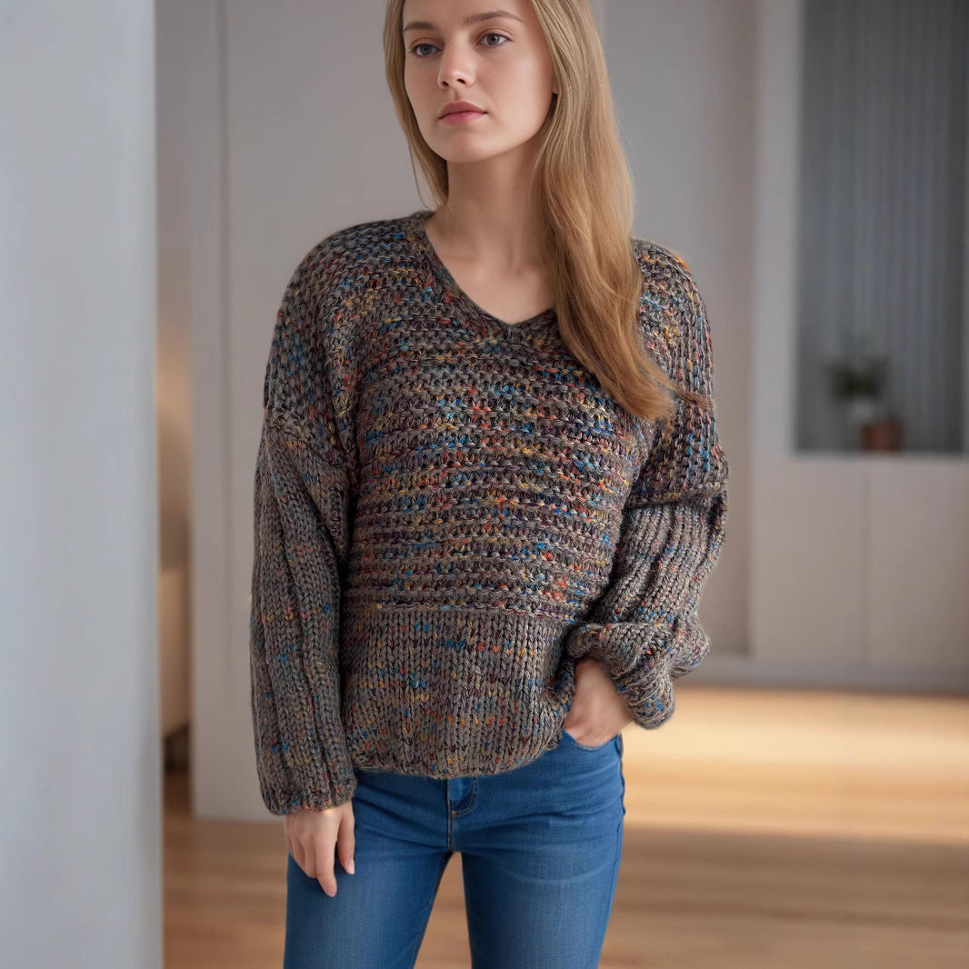 Damen Strickpullover Weit Schnitt Elegante Ärmel Eveloria