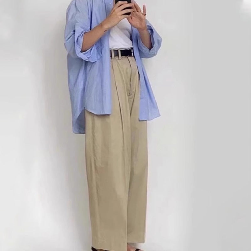 Damen Weite Stoffhose Hochgeschnitten Eveloria
