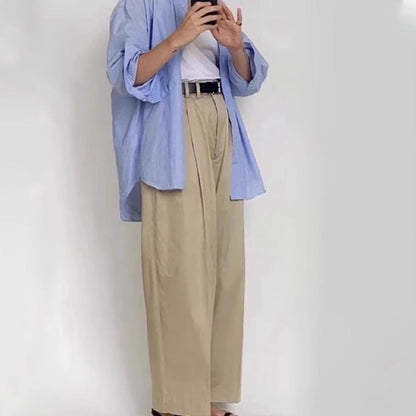 Damen Weite Stoffhose Hochgeschnitten Eveloria