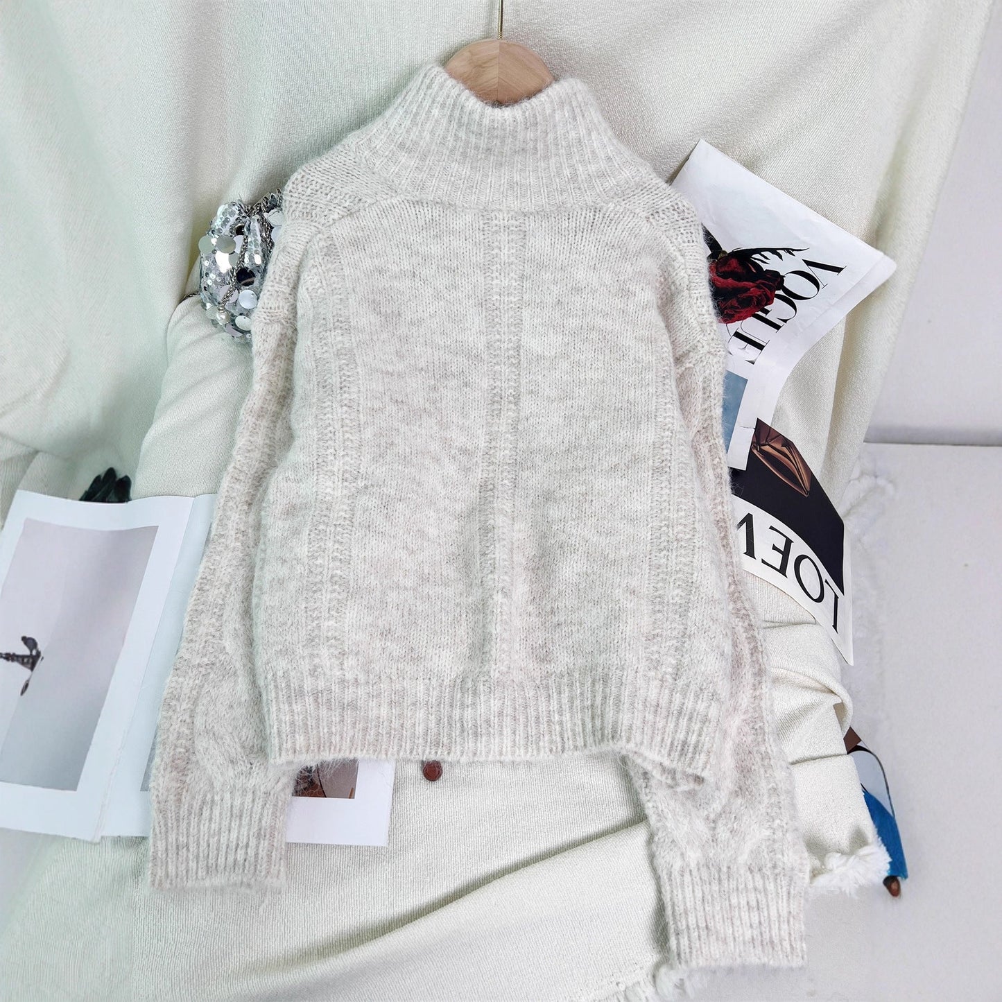 Damen Strickjacke Strukturiertes Zopfdesign Eveloria