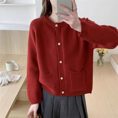 Damen Strickjacke Hochwertige Strickstruktur Praktische Taschen