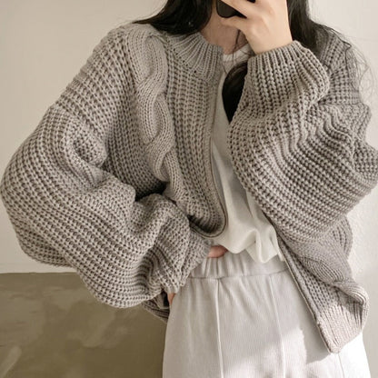 Damen Strickjacke Voluminöse Ärmel Modern Eveloria