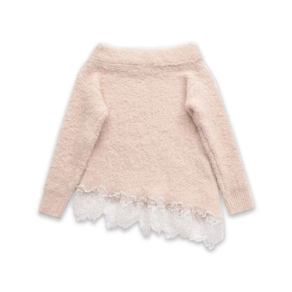 Damen Pullover Spitze Verspielt Eveloria