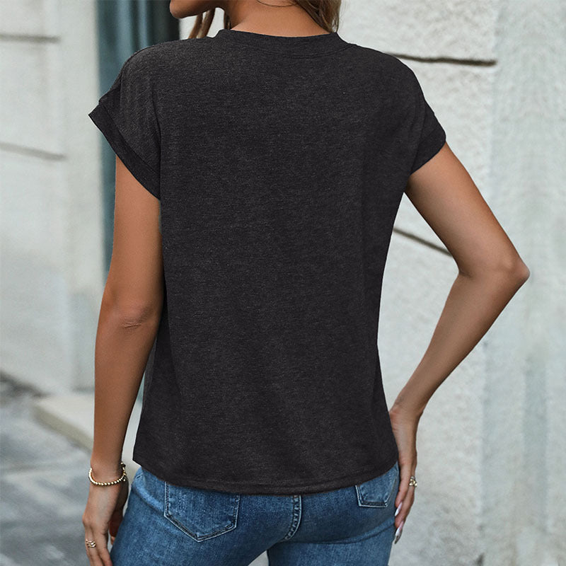 Damen T-Shirt mit Knopfleiste Lässiger Schnitt Eveloria