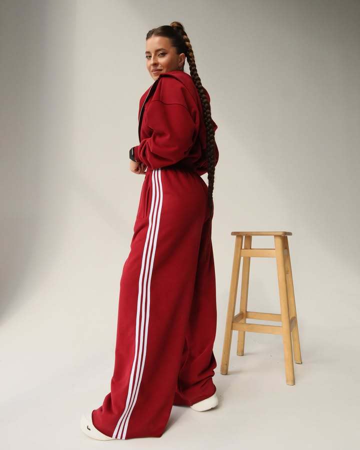 Damen Sportliches Loungewear-Set mit Cropped-Hoodie und weiter Hose