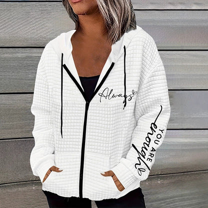 Damen Kapuzenjacke Lässig mit Motivdruck Schwarz Eveloria - Eveloria