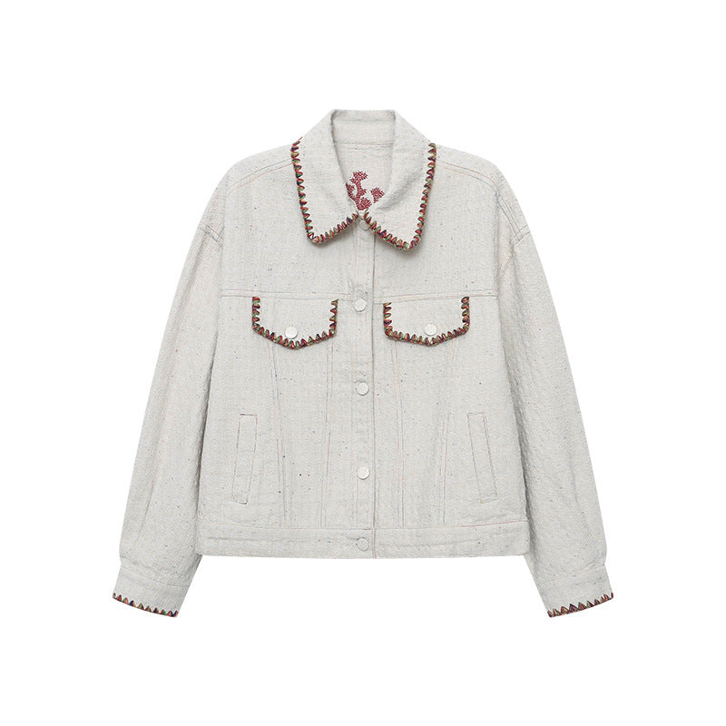 Damen Lässige Jacke GesticktLocker Ärmel Eveloria