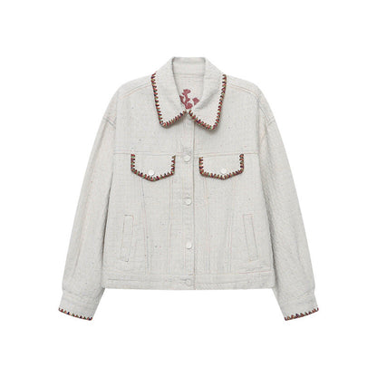 Damen Lässige Jacke GesticktLocker Ärmel Eveloria