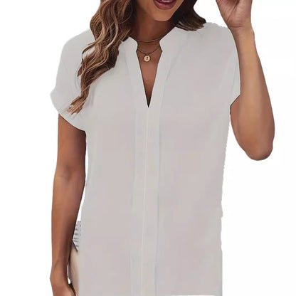 Damen Hemdkleid Kurzarm Elegant Stehkragen Bequem
