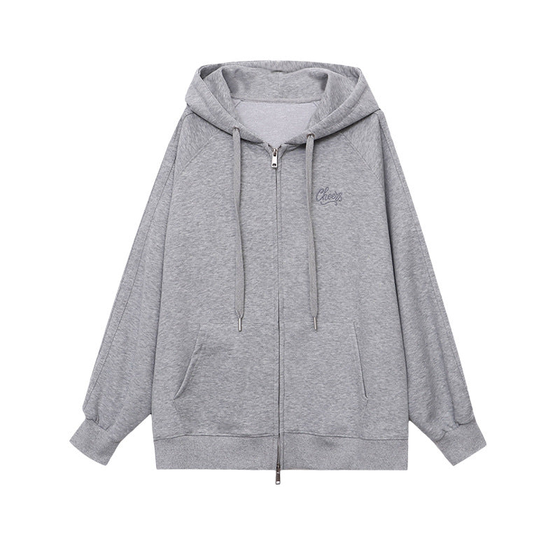 Damen Kapuzenjacke Oversize Lässig mit Reißverschluss