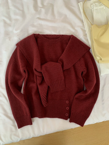Damen Pullover Abnehmbarer Kragen Eveloria