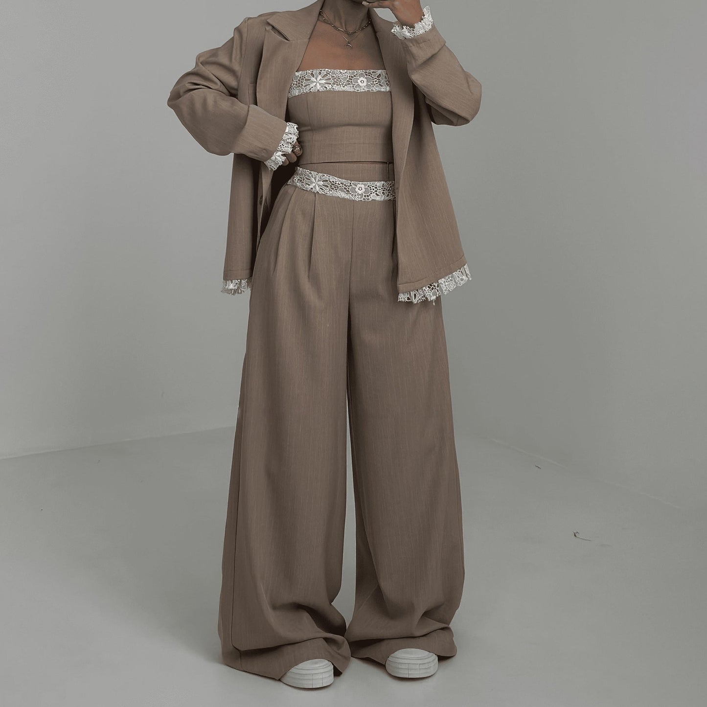 Damen Elegantes Zweiteiliges Set Spitze