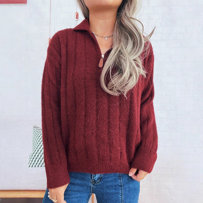 Damen Pullover Stehkragen Kurzärmel Eveloria