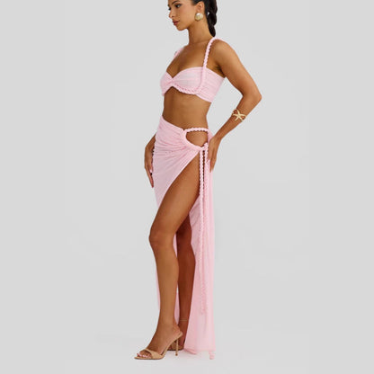 Damen Bikiniset Wickeltuch Schnürdetails