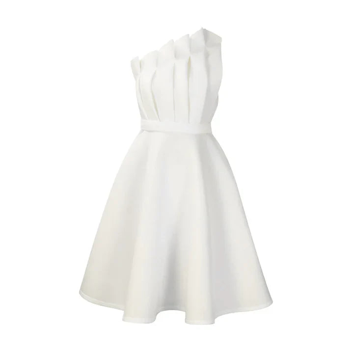 Damen One-Shoulder-Kleid Ausgestellter Schnitt - Eveloria