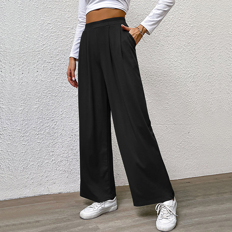 Damen Palazzo-Hose Hochtaillier Falten