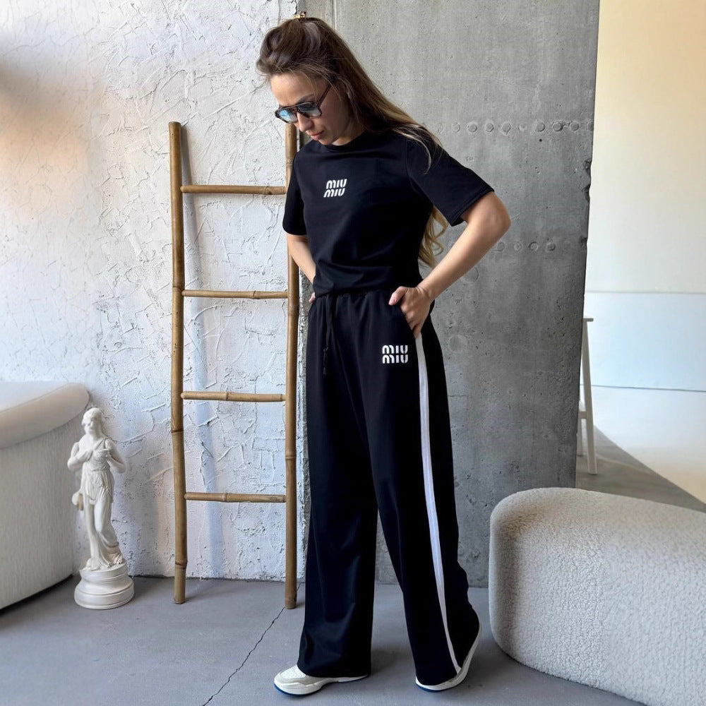 Damen Sportset T-Shirt und Hose aus Baumwolle Bequem