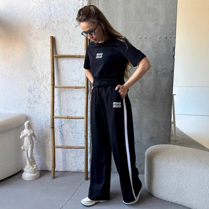 Damen Sportset T-Shirt und Hose aus Baumwolle Bequem
