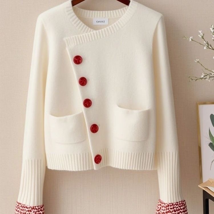 Damen Strickjacke Dekorative Knöpfe Eveloria